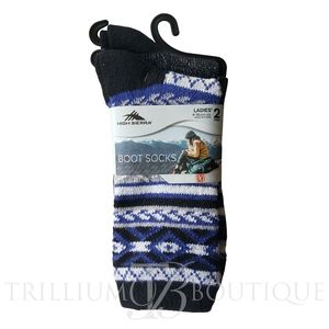 High Sierra Socks Boot Socks 2 Pairs Shoe Size 4-10 Cozy Fall Winter Outdoor